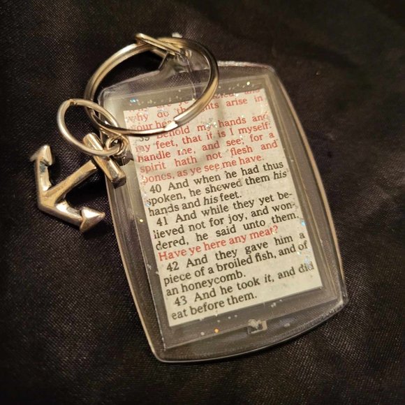 Bible Scripture Keychain with Metal Anchor Pendant - Picture 1 of 3